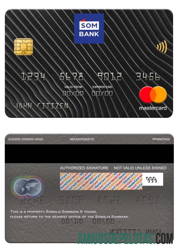 Somália Sombank Mastercard exemplo